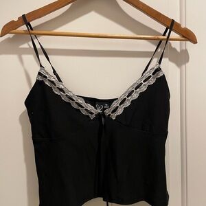 Black Lace Trim Cami Top